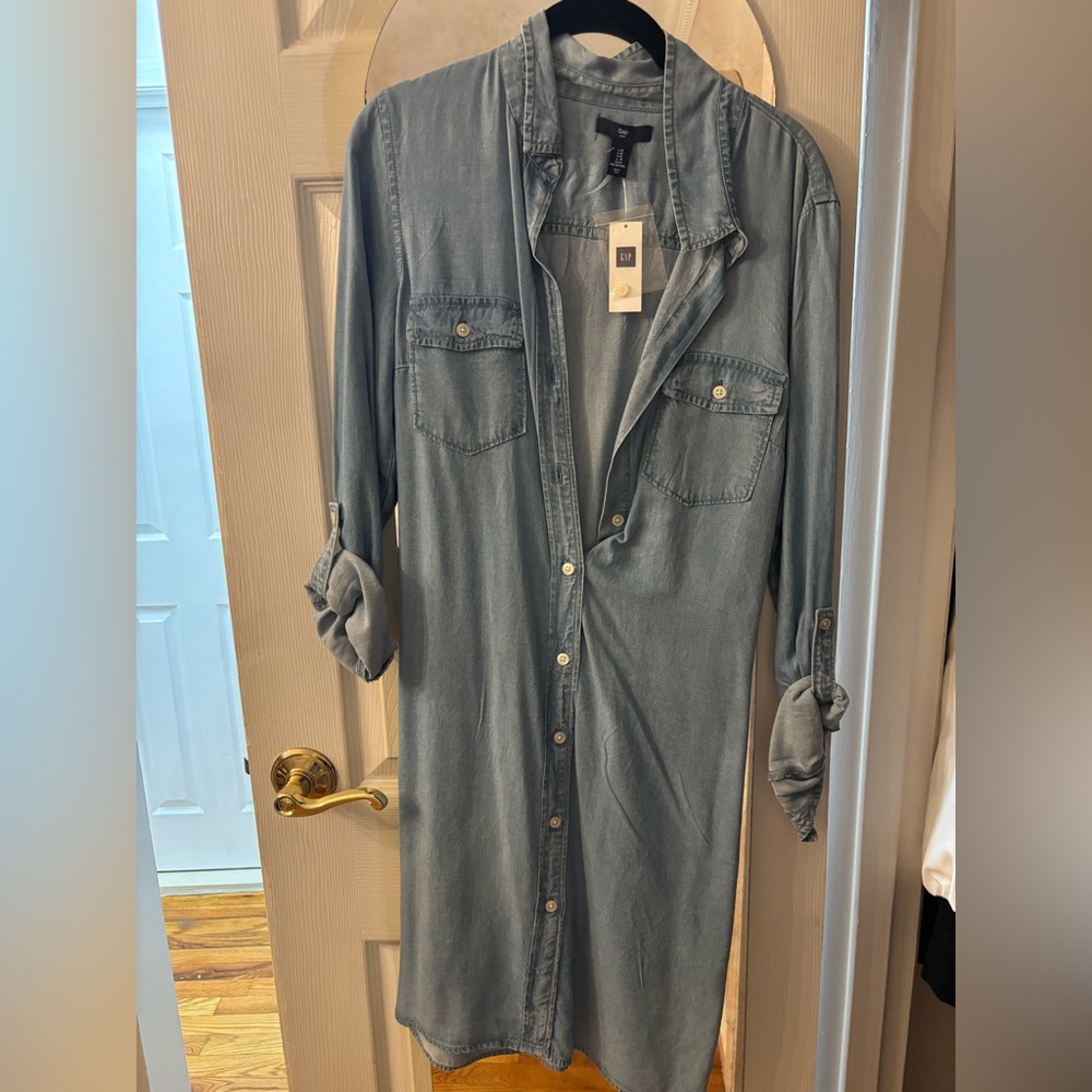 GAP Light Blue Denim Midi Dress